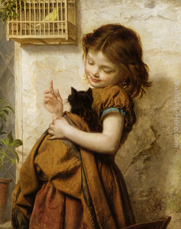 Her Favorite Pets painting - Sophie Gengembre Anderson Her Favorite Pets art painting